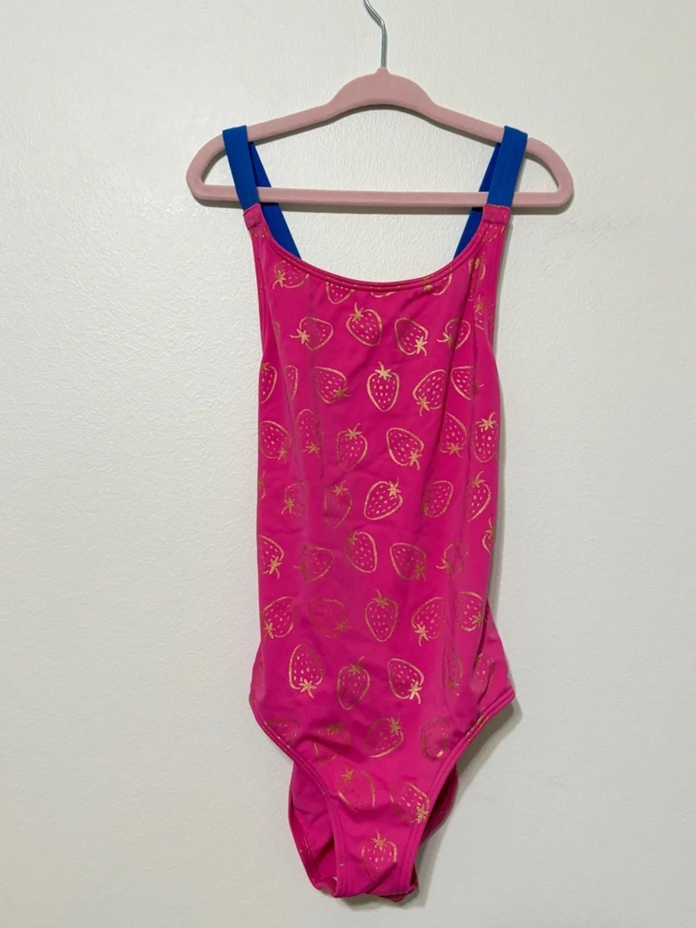 Mini Boden Pink Strawberry Swimsuit 7-8 years one piece girls